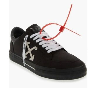 Off-White Black Sneakers with Red Accent
